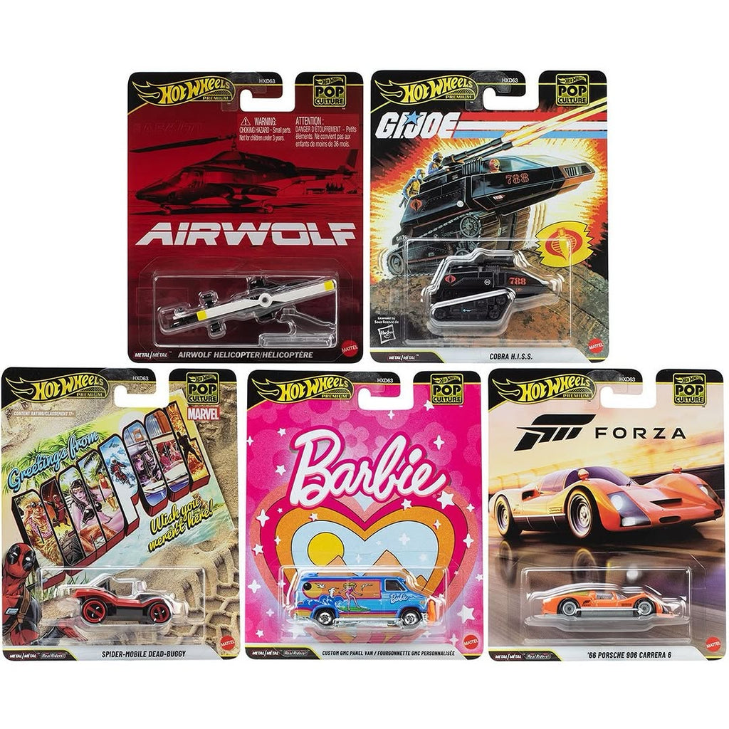 2026 Hot Wheels Premium Pop Culture Full Set Airwolf, GIJOE, Barbie, Deadpool, Forza Porsche