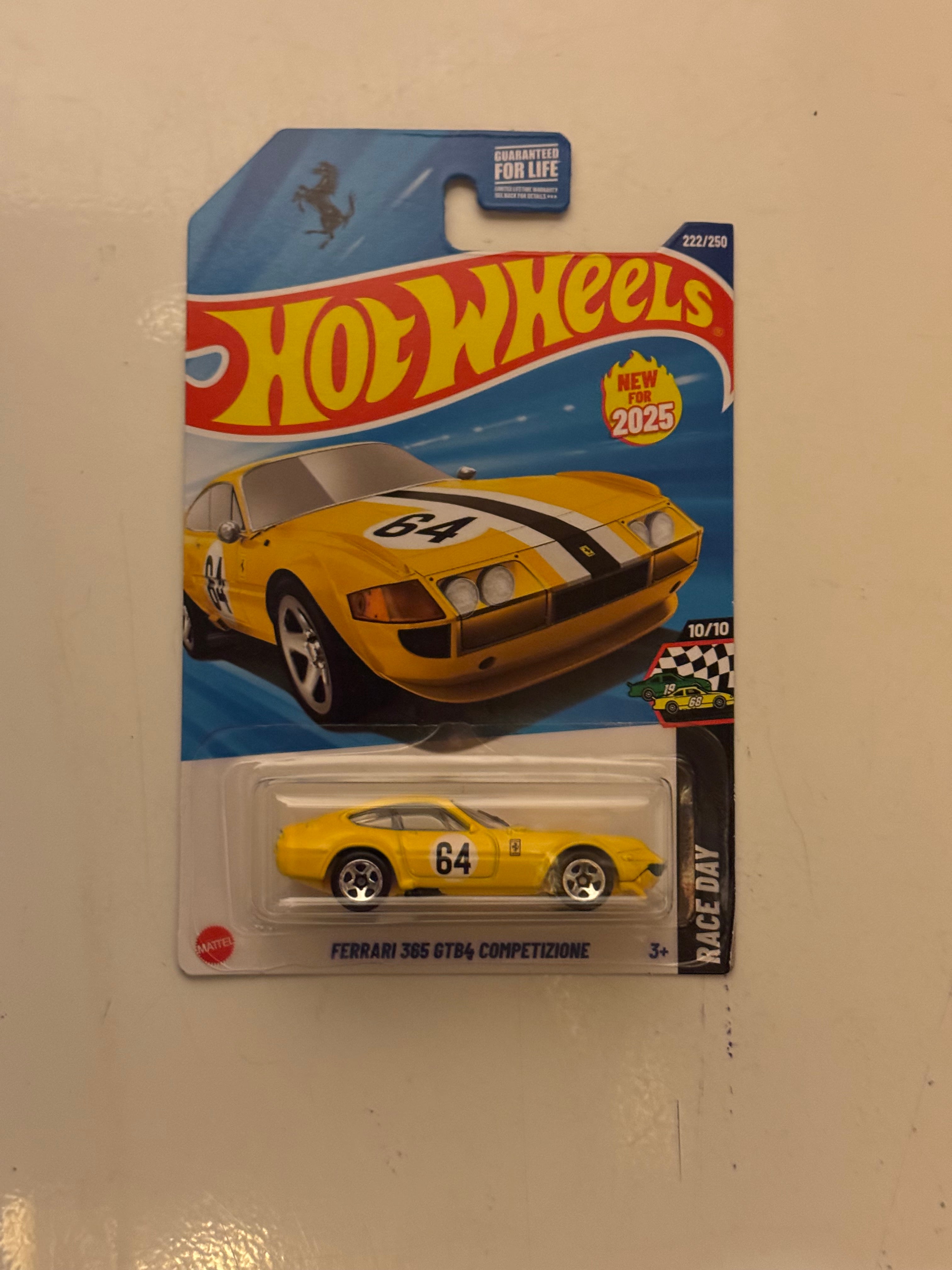 2025 Hot Wheels Mainline | Ferrari 365 GTB4 Competizione 222/250 HW Race Day 10/10 Yellow