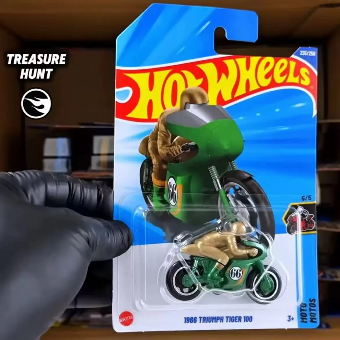 2025 Hot Wheels Mainline | 1966 Triumph Tiger 100 TREASURE HUNT 235/250 HW Moto 5/5 Green